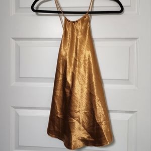 Free People Satin Bronze Halter Top